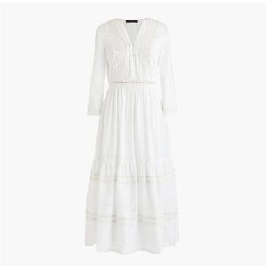 J. Crew Tiered Eyelet Prairie Dress, White, Size 6